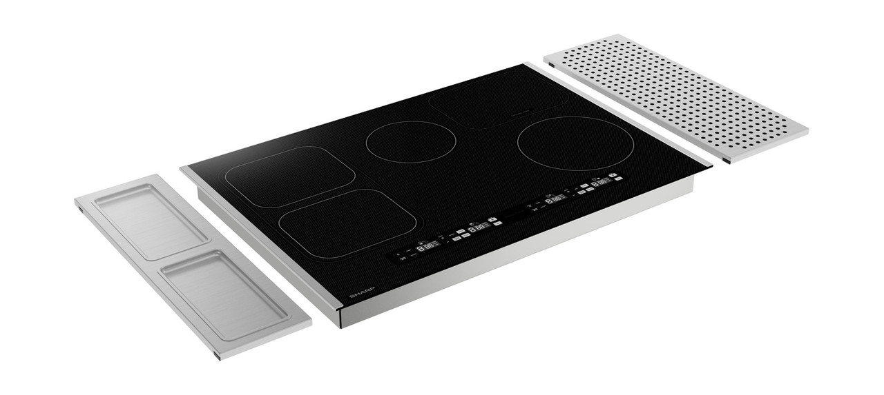 Sharp 30 in. Induction Cooktop (SCH3043GB) angle with accessories