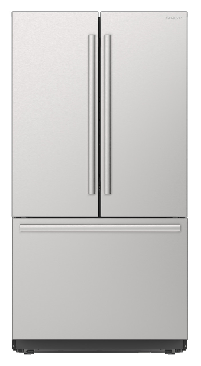 26.5 cu.ft. Counter Depth 36 in. French 3-Door Refrigerator with Internal Water Dispenser in Stainless Steel (SJF2752MS) Head On