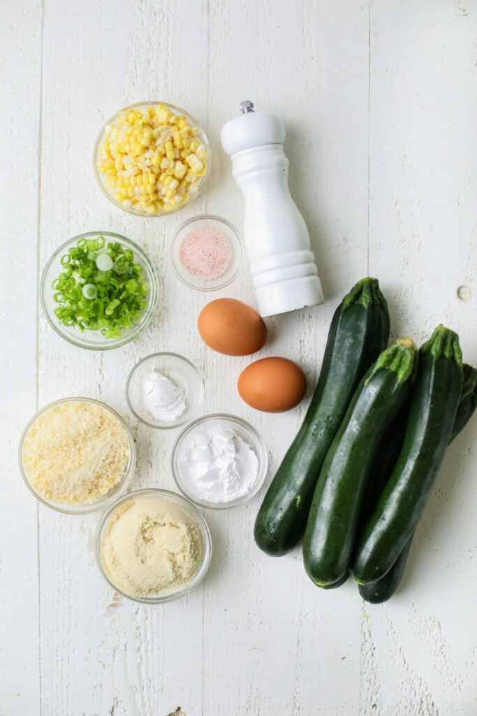 Ingredients for Zucchini and Corn Fritters