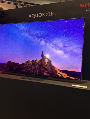 An image of the Sharp AQUOS XLED 4K Ultra HD Television at Sharp's CES 2024 booth.