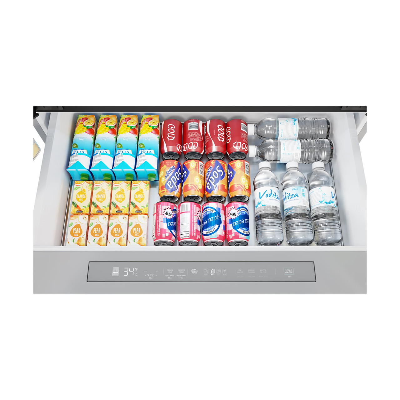Sharp French 4-Door Counter-Depth Refrigerator with Water Dispenser (SJG2254FS) drawer with drinks