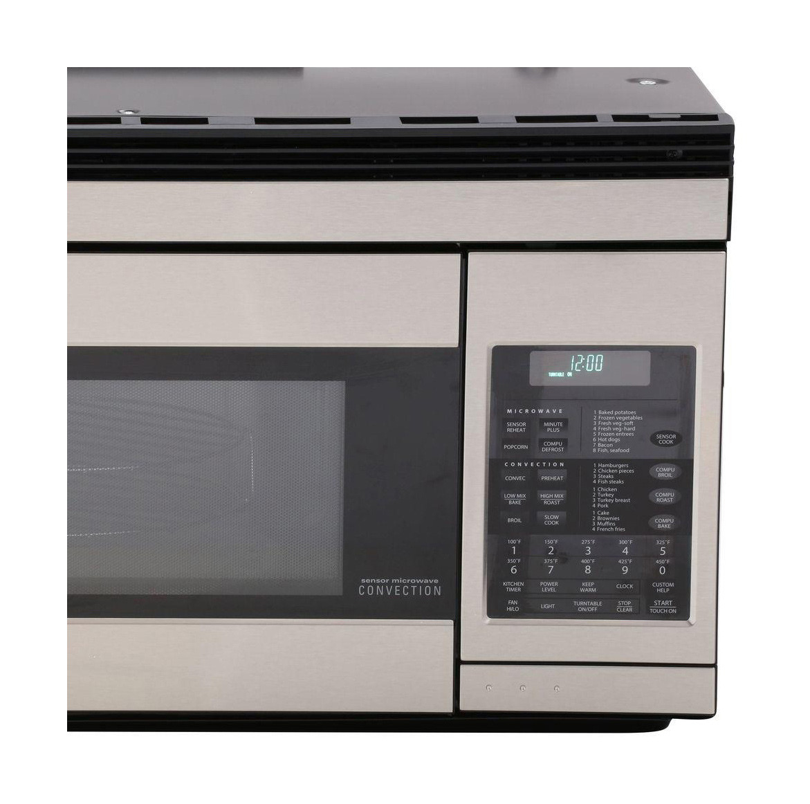 1.1 cu. ft. 850W Sharp Stainless Steel Over-the-Range Convection Microwave (R1874TY) – control panel