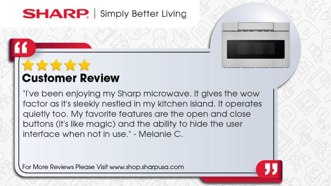 "A graphic of the Sharp 24 in. 1.2 cu. ft. 950W Sharp Stainless Steel Microwave Drawer Oven (SMD2470ASY) "