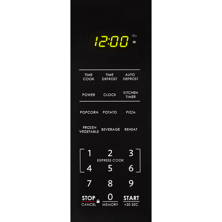 0.7 cu. ft. Sharp Black Countertop Microwave (SMC0710BB) – control panel