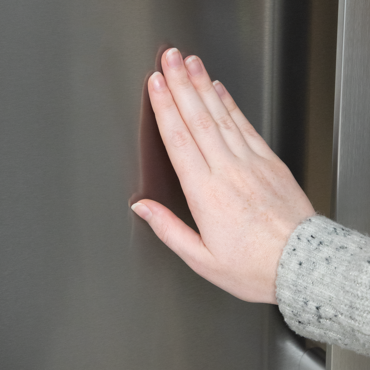 Sharp French 4-Door Counter-Depth Refrigerator (SJG2351FS) –view of fingerprint resistant exterior