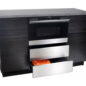 24" Microwave Drawer™ Oven Pedestal (SKMD24U0ES) Installed Under the Counter – View of open draw panels