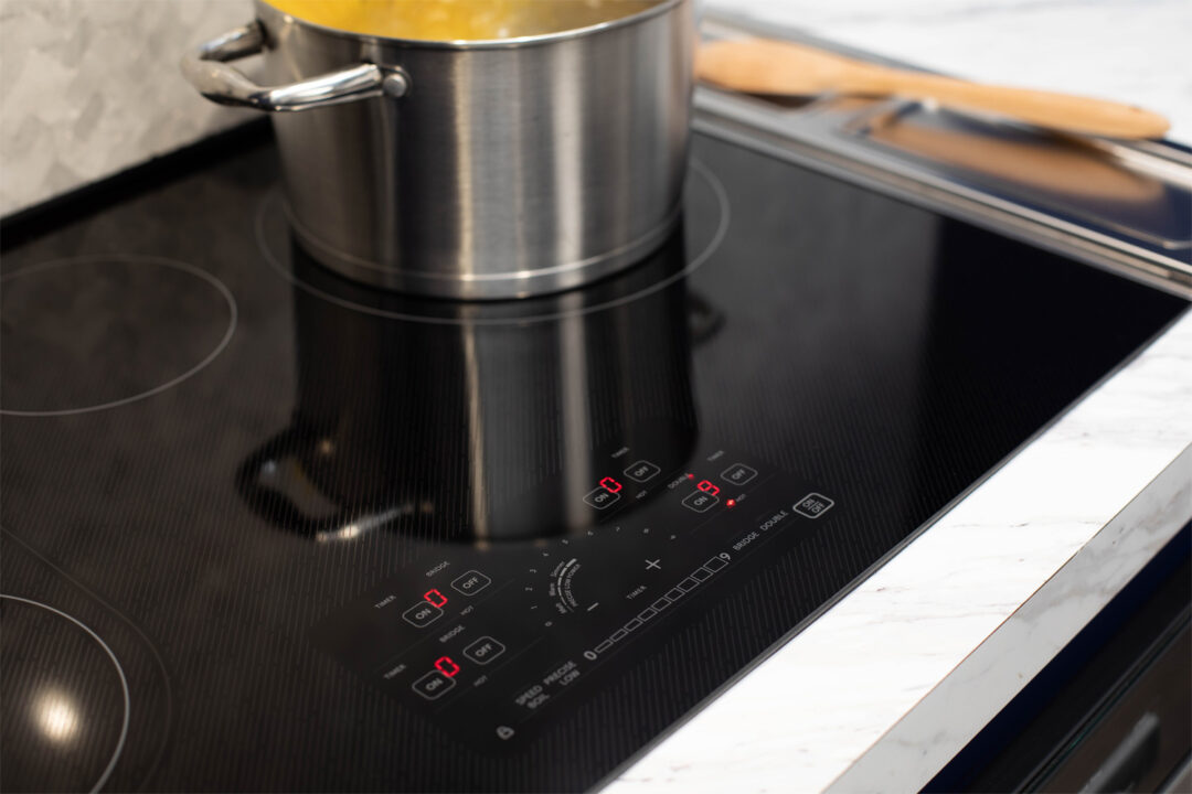 Pot of spaghetti being prepared on Sharp Radiant Cooktop