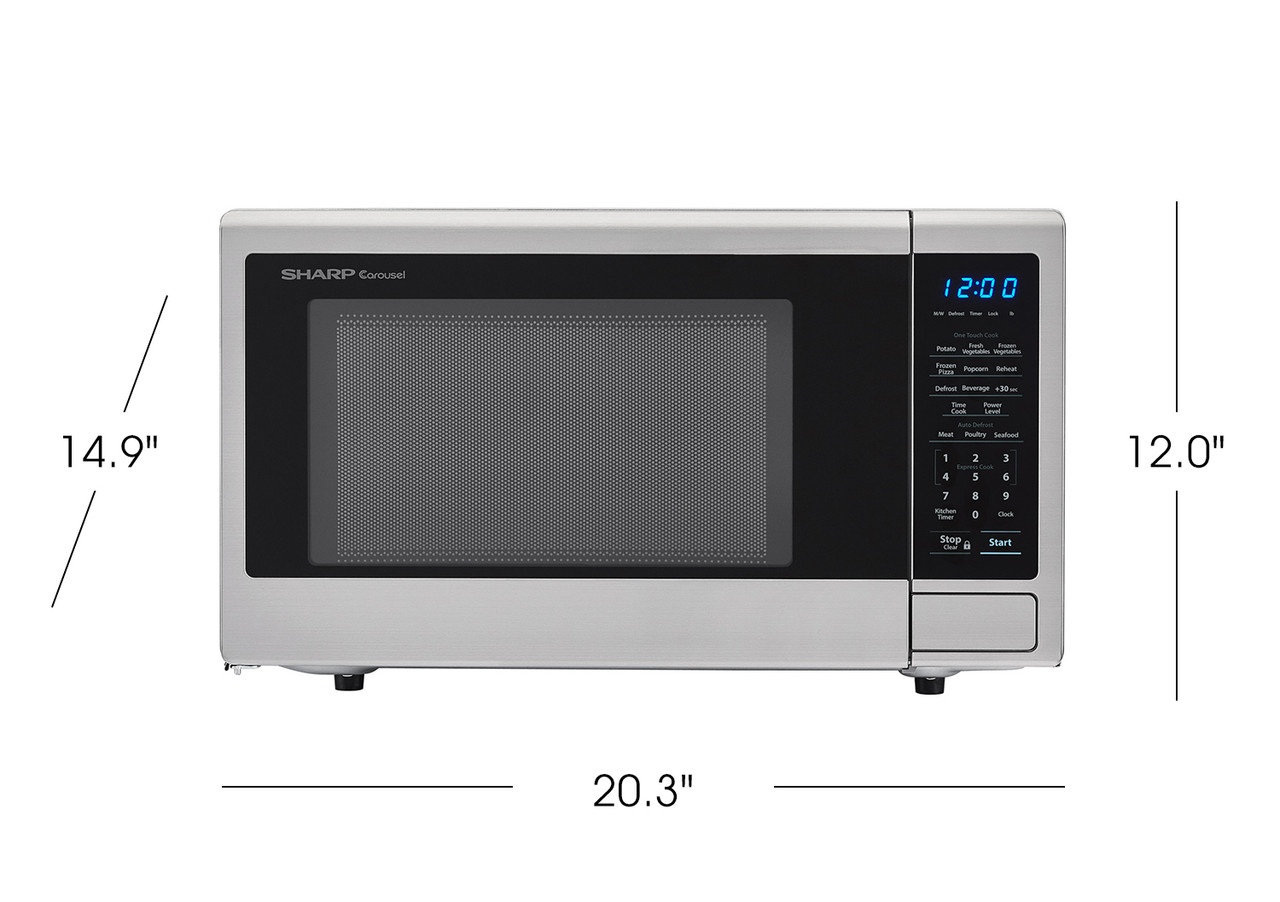 1.1 cu. ft. 1000W Sharp Stainless Steel Carousel Countertop Microwave