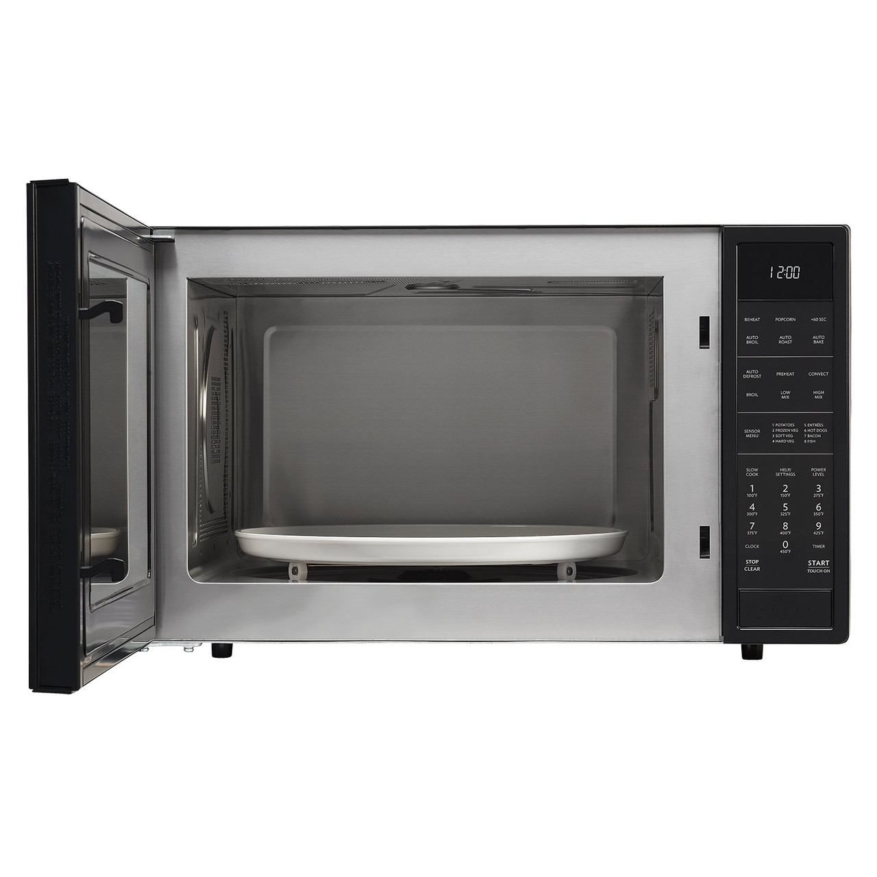 1.5 cu. ft. Sharp Black Carousel Convection Microwave (SMC1585BB) – front view with door open