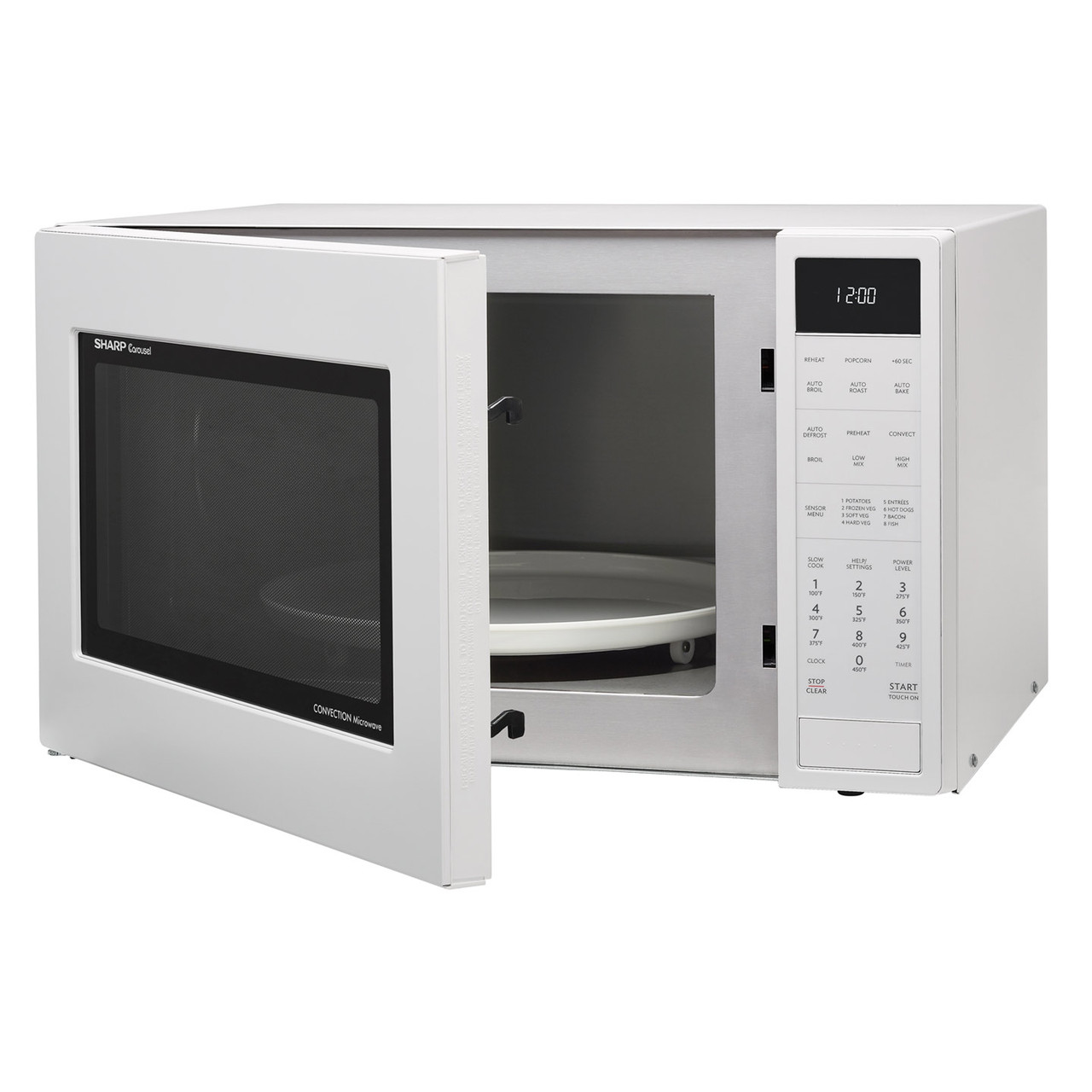 1.5 cu. ft. White Carousel Convection Microwave (SMC1585BW) – left angle view with door open