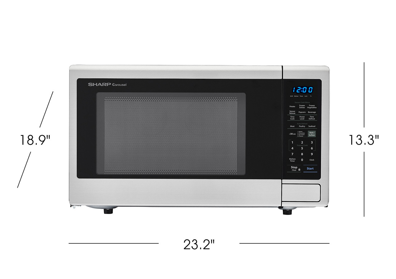 1.8 cu. ft. Sharp Stainless Steel Countertop Microwave (SMC1842CS)- product dimensions