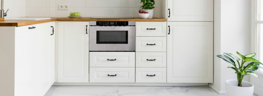 Our new Sharp Microwave Drawer Oven (SMD2440JS) featured in a kitchen.