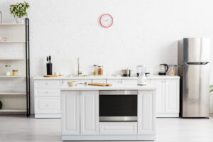 Full kitchen lifestyle image featuring Sharp Microwave Drawer SMD2499FS