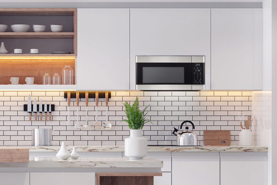 SHARP Over the Range microwave in kitchen setting