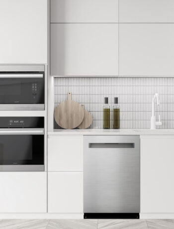 The Sharp Smart Combi Built-In Steam Oven (SSC2489GS) in a model kitchen