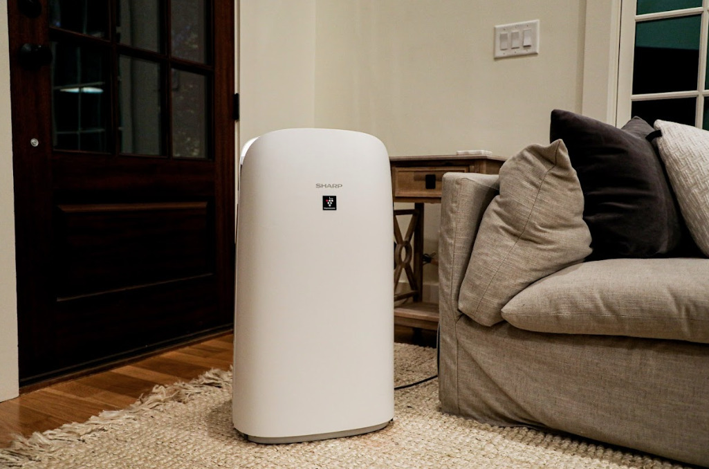 The Sharp Smart Plasmacluster Ion Air Purifier with True HEPA + Humidifier for Large Rooms (KCP70UW) in the Serenbe Model Home.