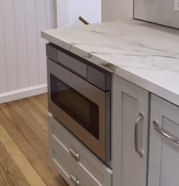 Sharp Microwave Drawer Oven (SMD2470ASY) in a kitchen remodel for Ariel Arts