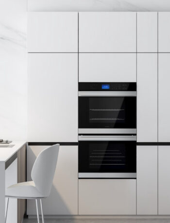 The Sharp Built-In Double Wall Oven (SWB3062GS) in a model kitchen