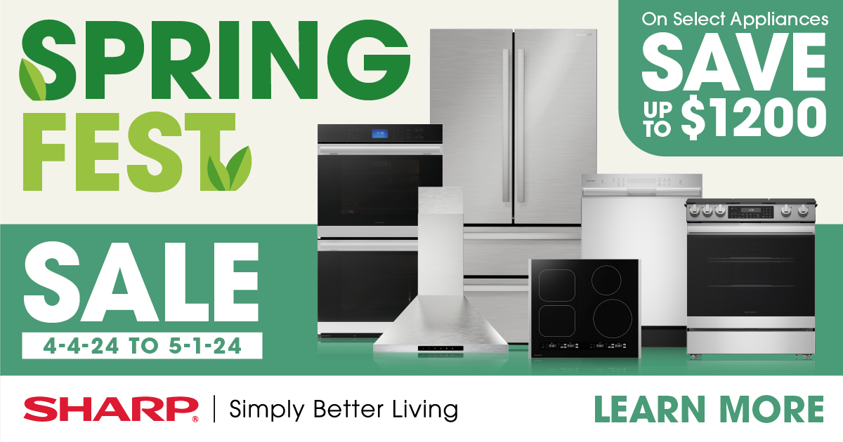 Sharp spring savings banner -save up to $1,200 on select appliances