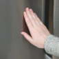 Sharp French 4-Door Counter-Depth Refrigerator with Water Dispenser (SJG2254FS) –view of fingerprint resistant exterior