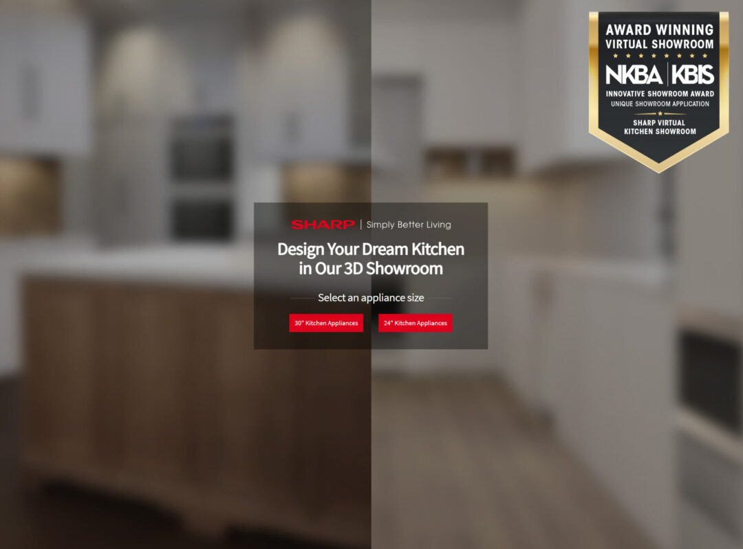 Sharp Virtual Kitchen Showroom with Award Badge for best showroom