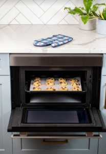chocolate chip cookies baking in sharp supersteam oven
