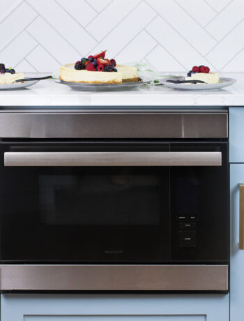 image of the Sharp Smart Combi Steam Oven with pieces of cheesecake on top of it