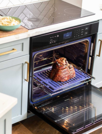 image of a ham in a Sharp Sharp's European Convection Wall Oven