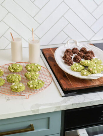 Sunkissed Kitchen's matcha white chocolate chip cookie recipe on the Stainless Steel European Convection Built-In Single Wall Oven (SWA3062GS)