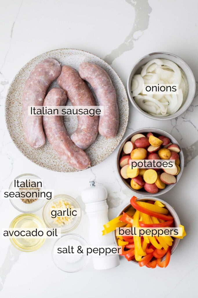 Ingredients for baked italian sausages