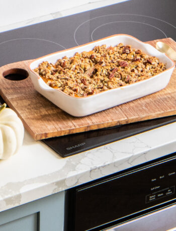 Sunkissed Kitchen's sweet potato casserole cooked in the Sharp Stainless Steel European Convection Built-In Single Wall Oven.